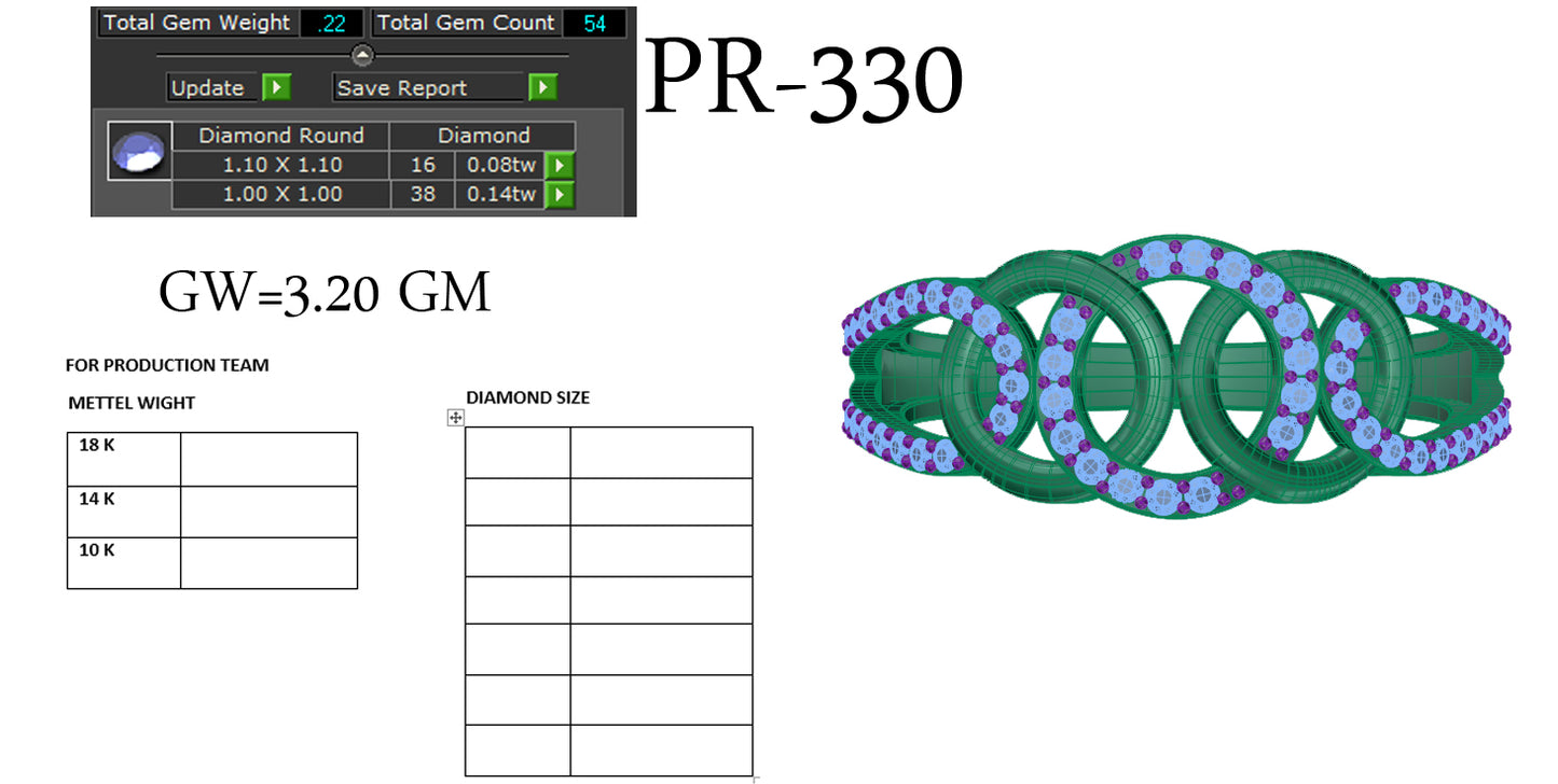 3D Jewelry Files Ring Model 3DM STL PR-330-DIA