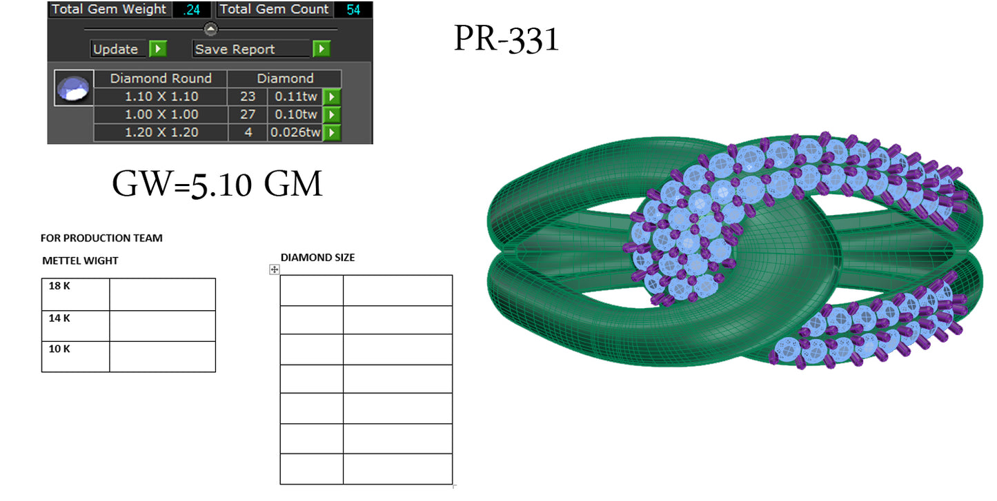 3D Jewelry Files Ring Model 3DM STL PR-331-DIA