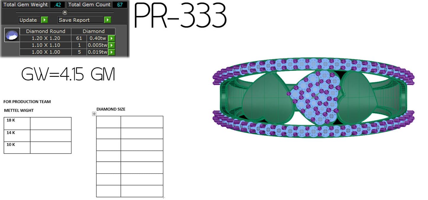 3D Jewelry Files Ring Model 3DM STL PR-333 DIA