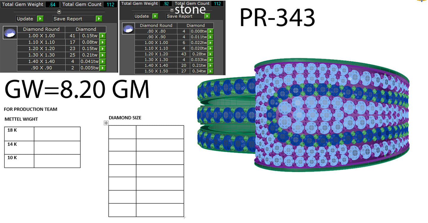 3D Jewelry Files Ring Model 3DM STL PR-343-DIA