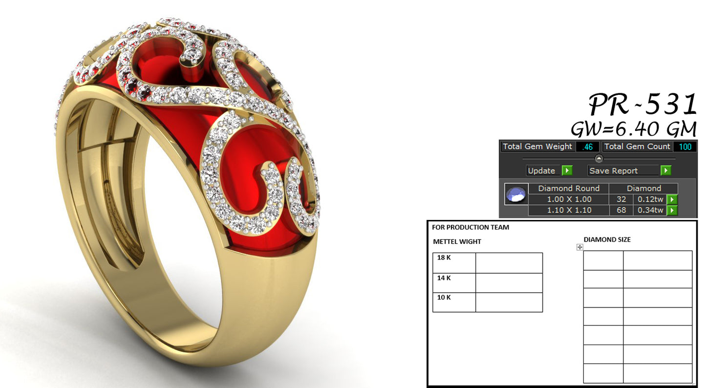 3D Jewelry Files Ring Model 3DM STL PR-531-DIA