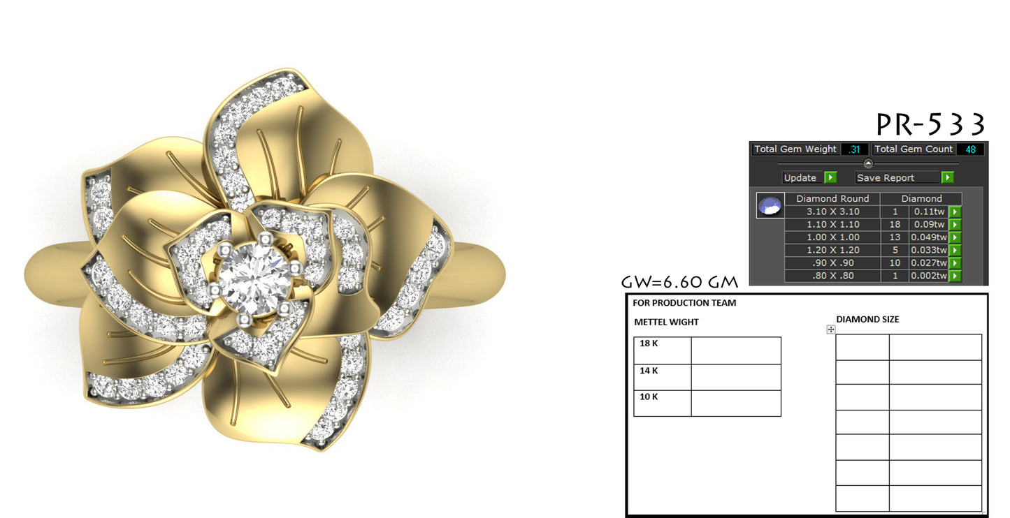 3D Jewelry Files Ring Model 3DM STL PR-533-DIA