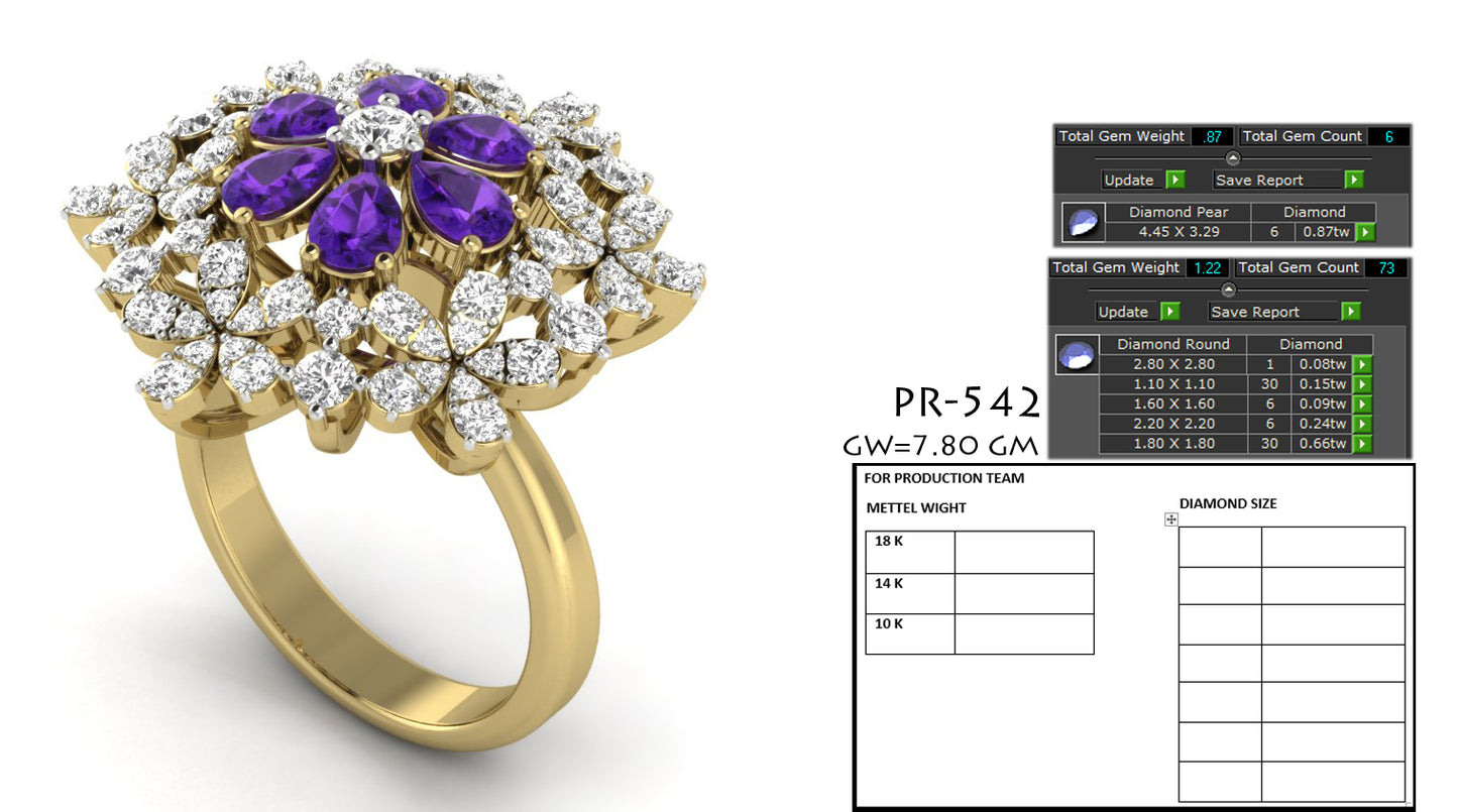 3D Jewelry Files Ring Model 3DM STL PR-542-DIA