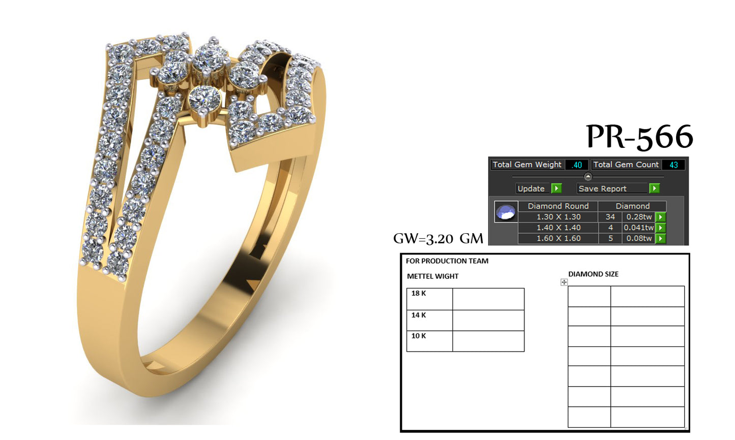 3D Jewelry Files Ring Model 3DM STL PR-566-DIA