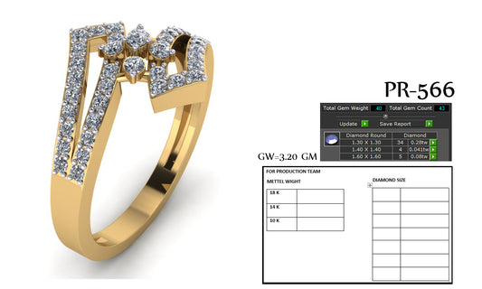 3D Jewelry Files Ring Model 3DM STL PR-566-DIA