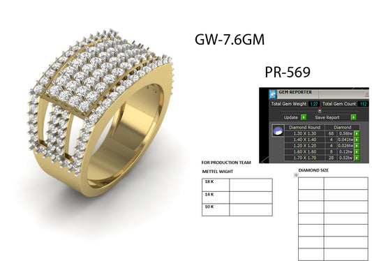 3D Jewelry Files Ring Model 3DM STL PR-569-DIA