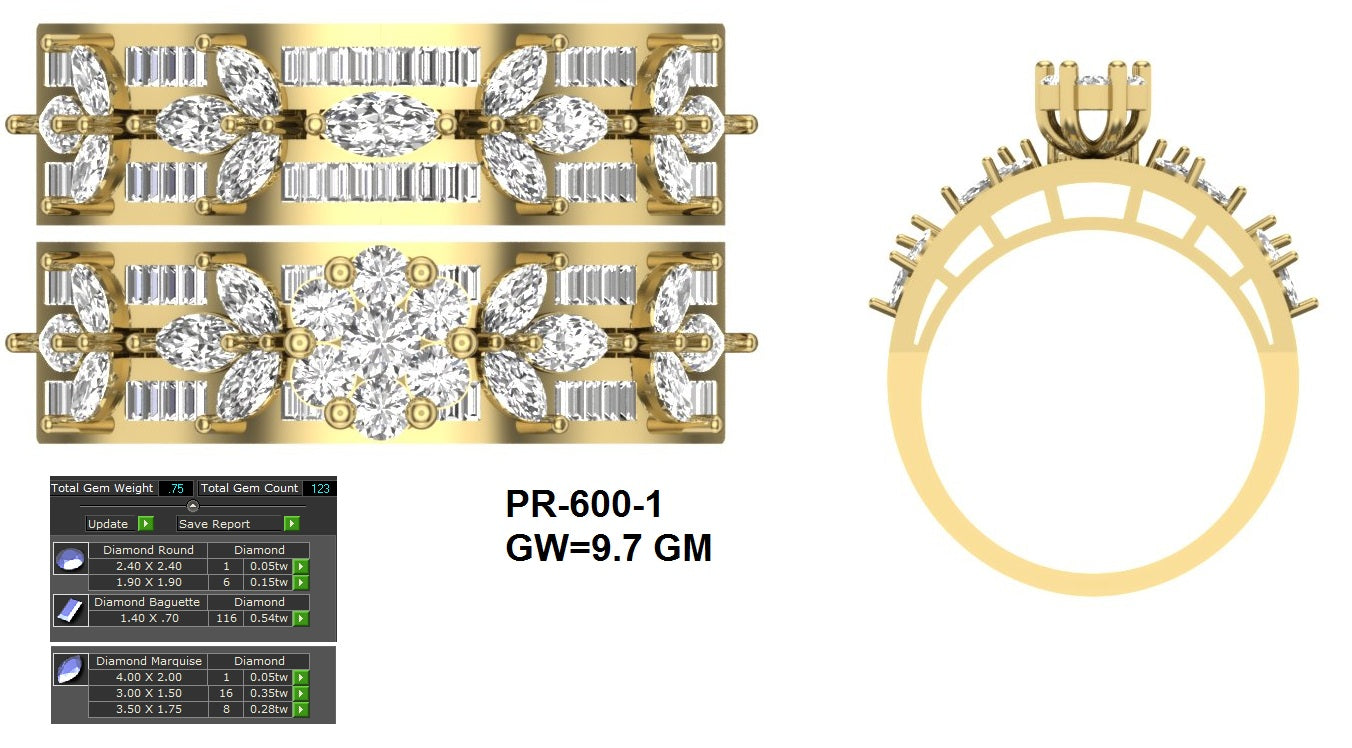 3D Jewelry Files Ring Model 3DM STL PR-600-DIA