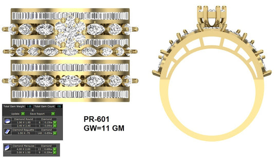 3D Jewelry Files Ring Model 3DM STL PR-601-DIA