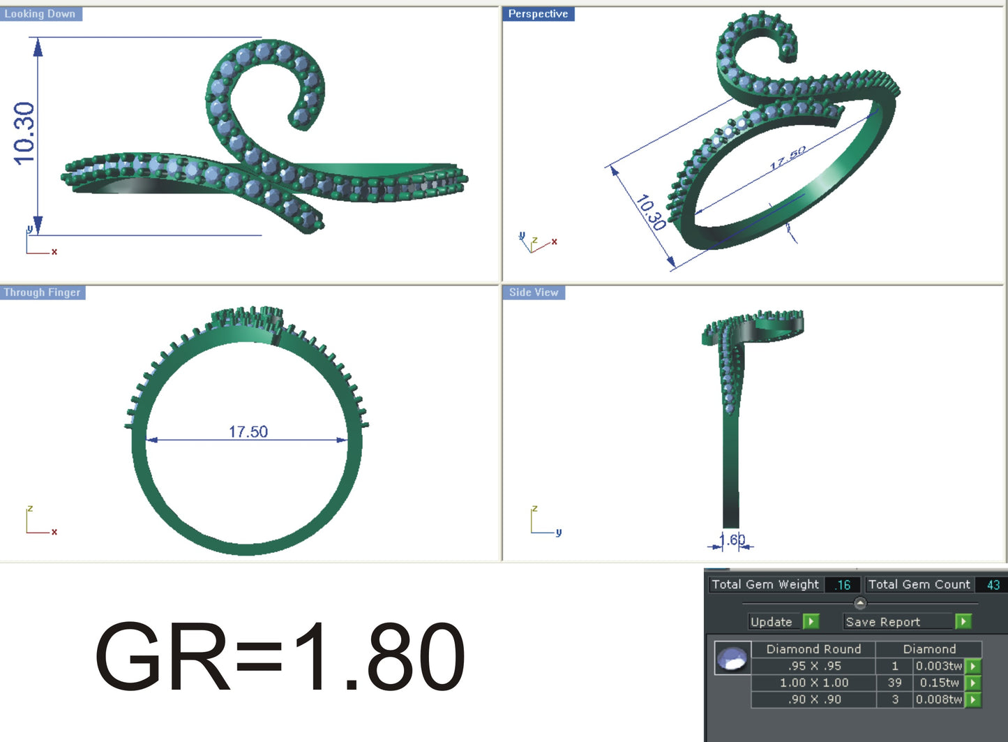 3D Jewelry Files Ring Model 3DM STL R-4098