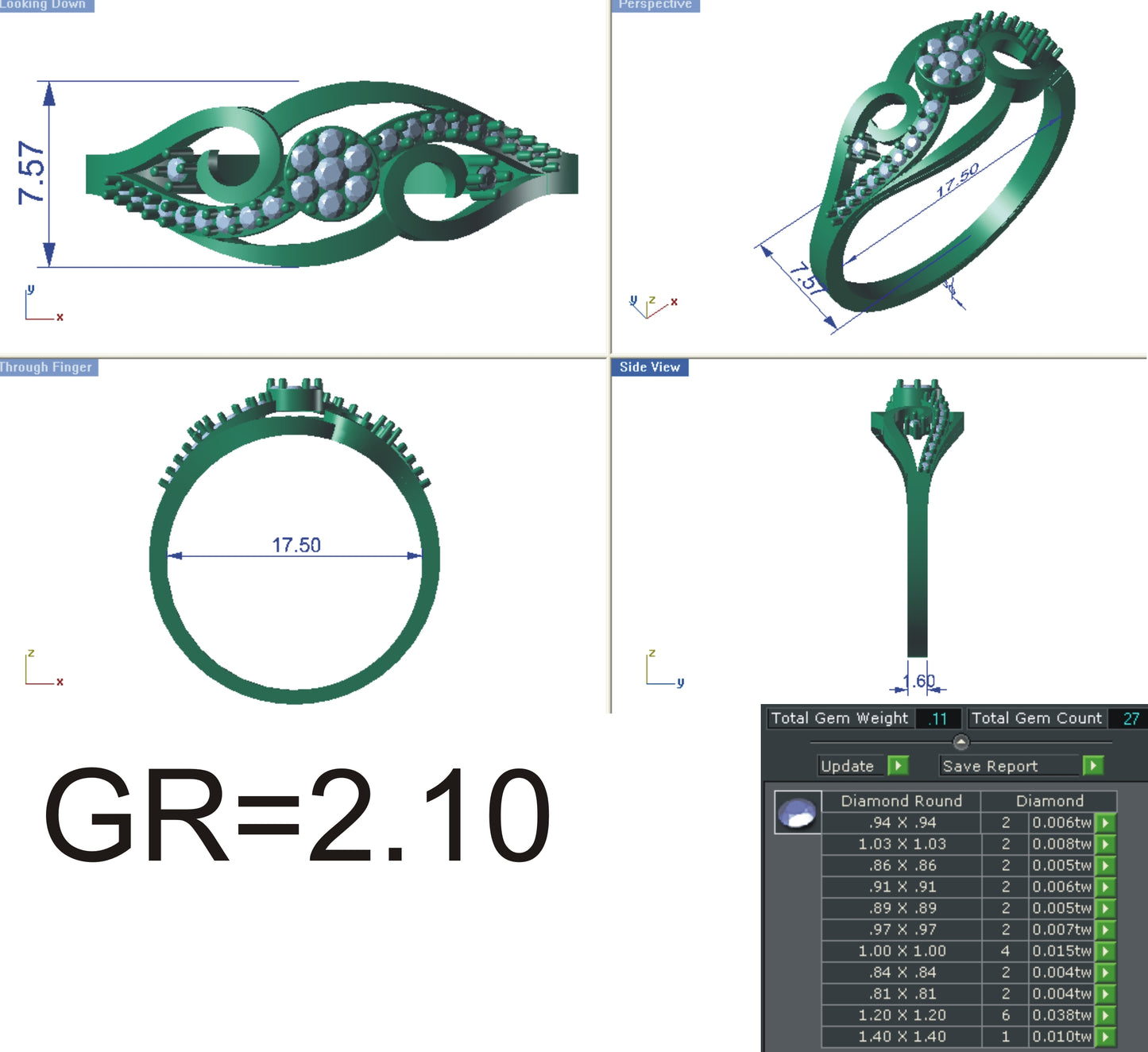 3D Jewelry Files Ring Model 3DM STL R-4101