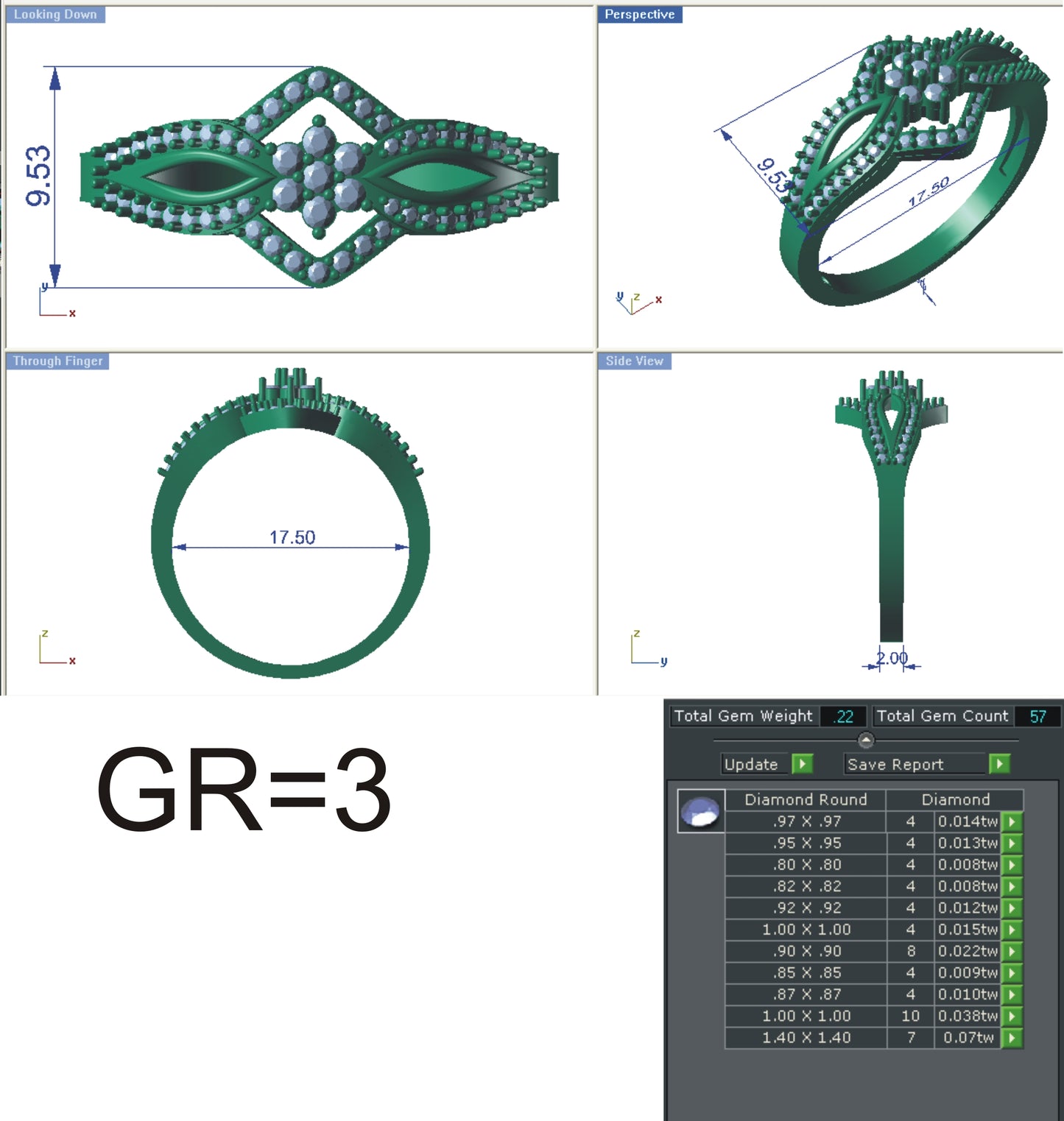 3D Jewelry Files Ring Model 3DM STL R-4102