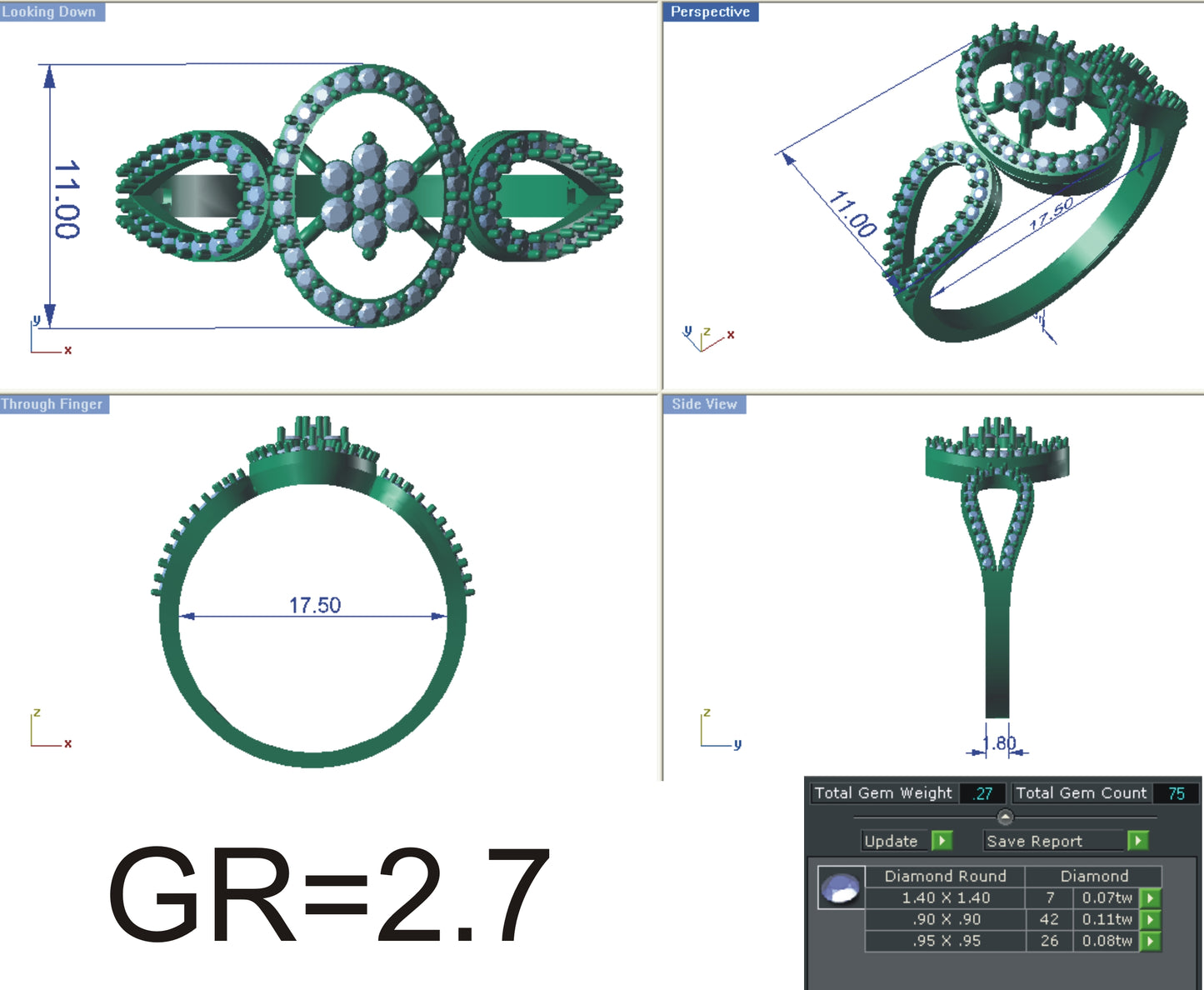 3D Jewelry Files Ring Model 3DM STL R-4103