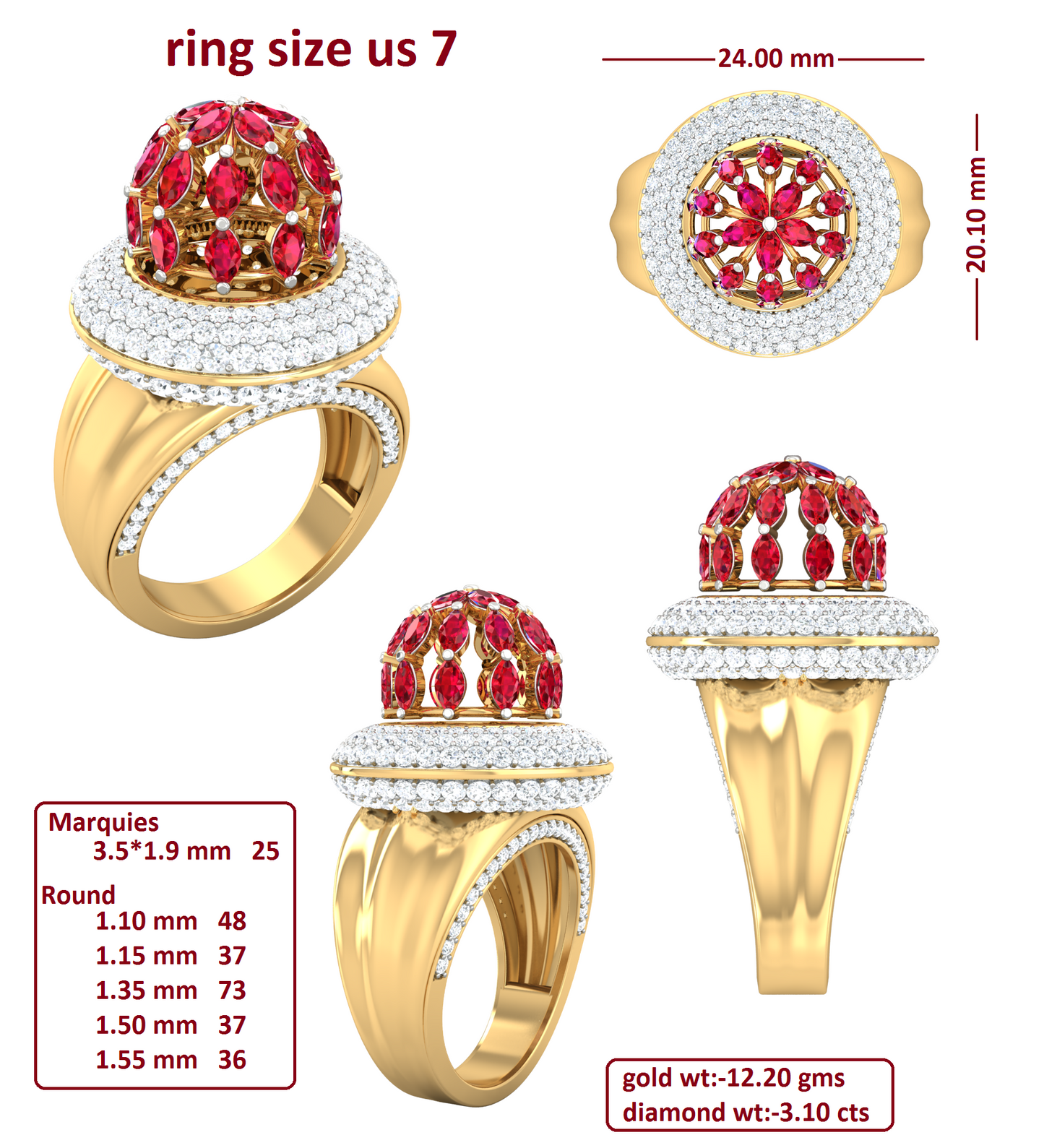 3D Jewelry Files Ring Model 3DM R-4072