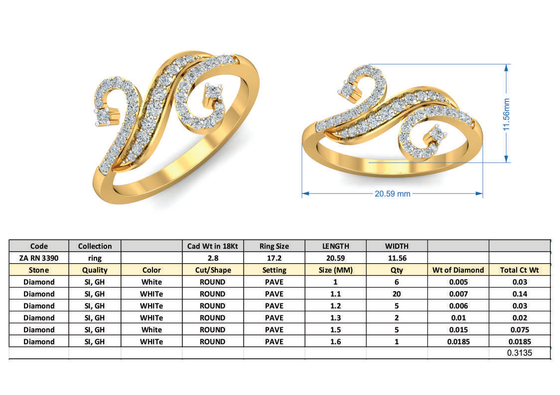 3D Jewelry Files Ring Model 3DM ZA RN 3390