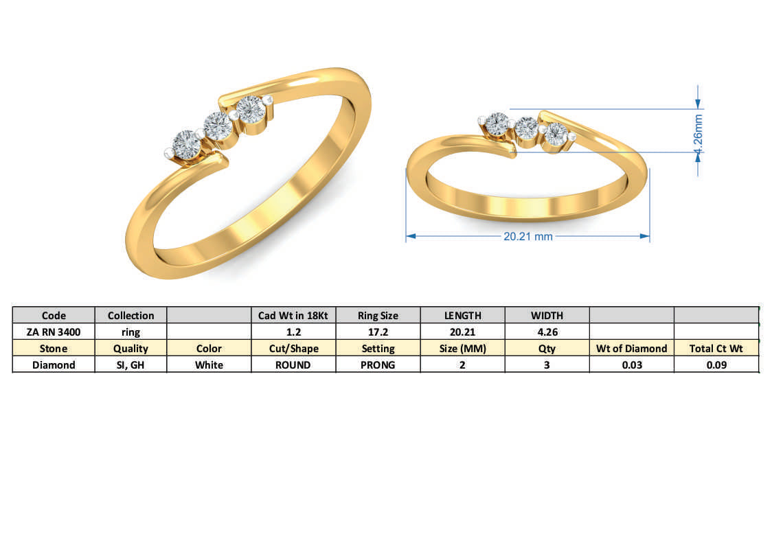 3D Jewelry Files Ring Model 3DM ZA RN 3400