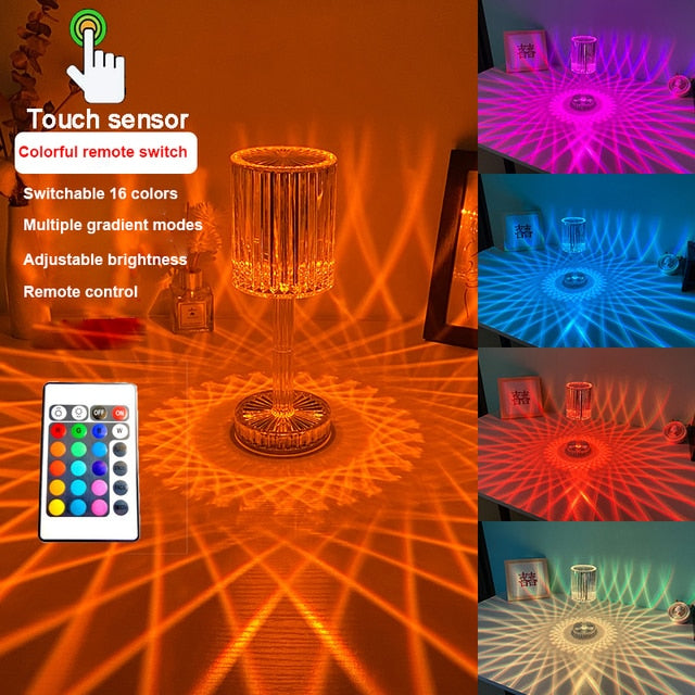 Dazzle Your Space with Diamond Color Changing Night Light - 16 Colors, 3 Brightness Levels, and Touch Control LED Lamp