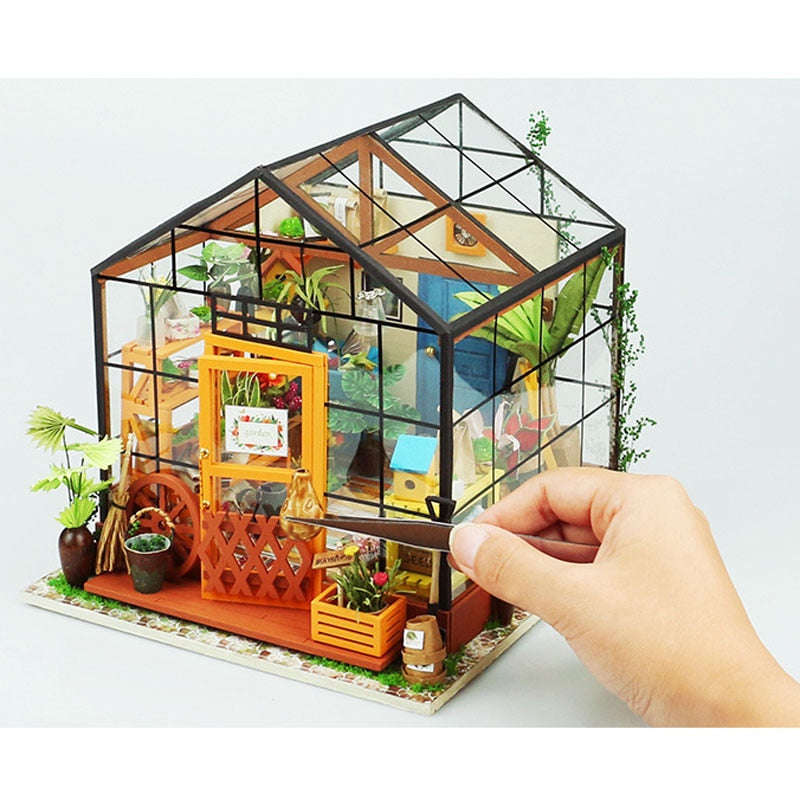 Bring Your Imagination to Life with Our 3D Dollhouse Kit Model Miniature Greenhouse - Perfect for Kids and Adults