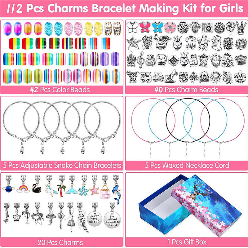 Get Creative with Our 112 PCS DIY Jewelry Charm Kit - Perfect for Making Unique Necklaces and Bracelets