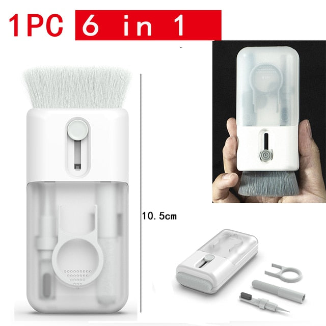 Get your digital devices looking like new with our Multifunctional 6-in-1 Cleaner Kit for Airpods, Earbuds, and Keyboards