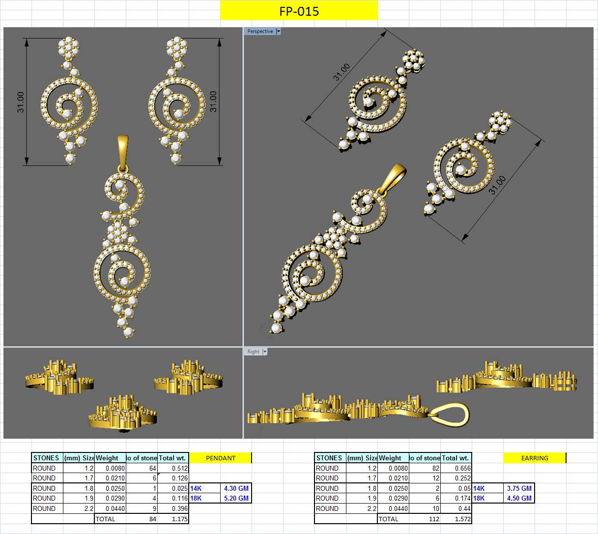 3D Jewelry Design Set Files STL 3DM AFP00066