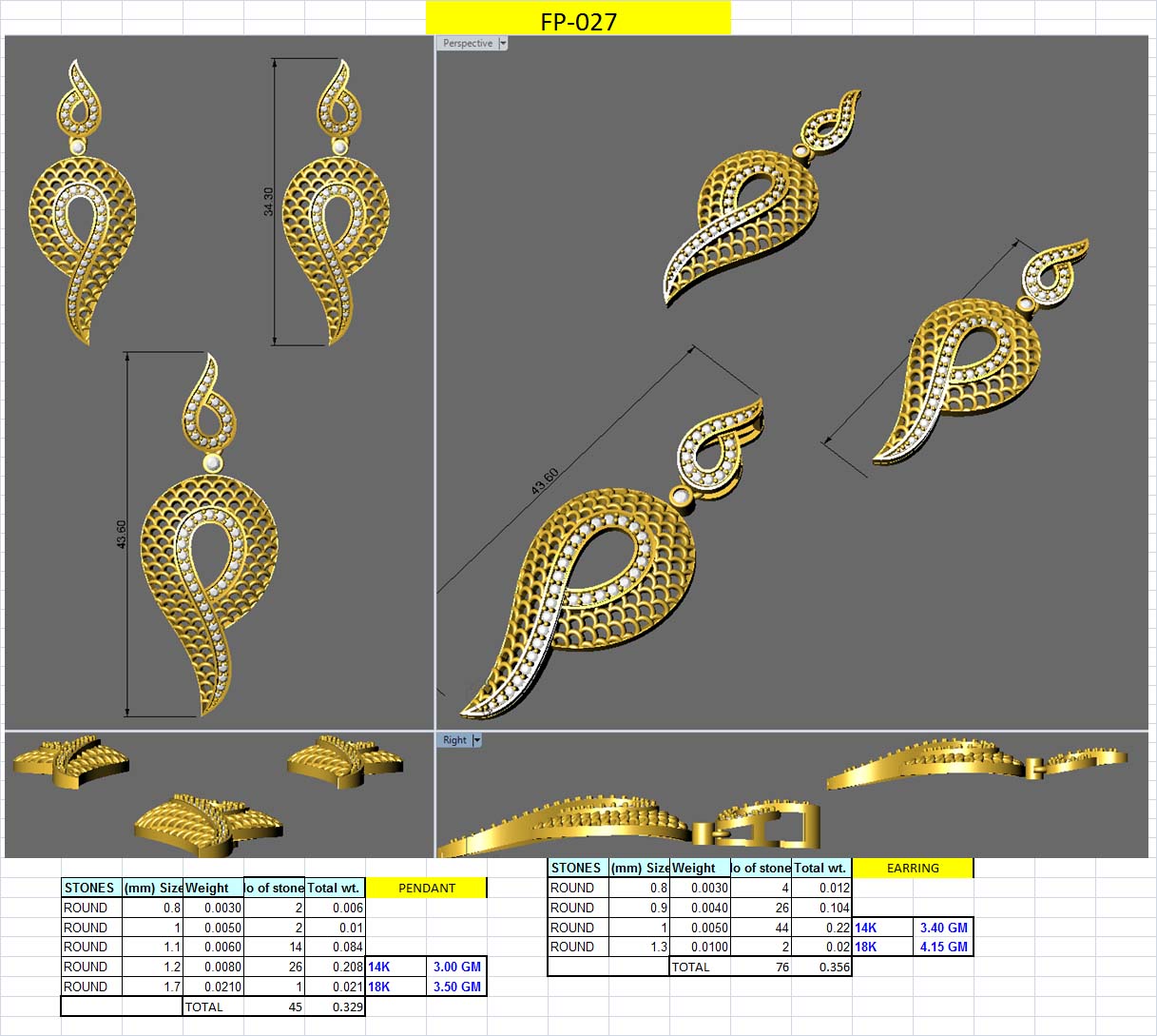 3D Jewelry Design Set Files STL 3DM AFP00078