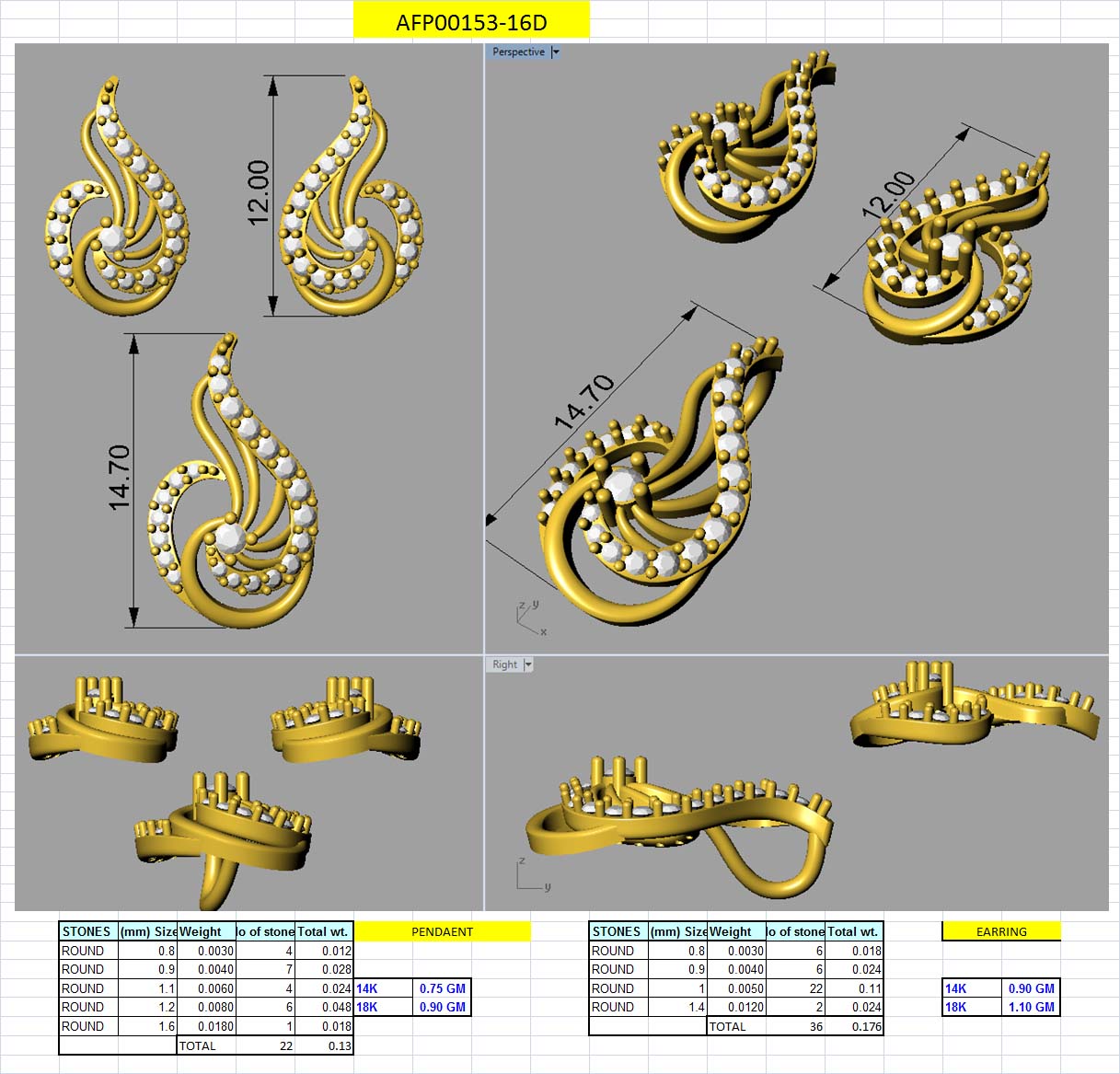 3D Jewelry Design Set Files STL 3DM AFP00153