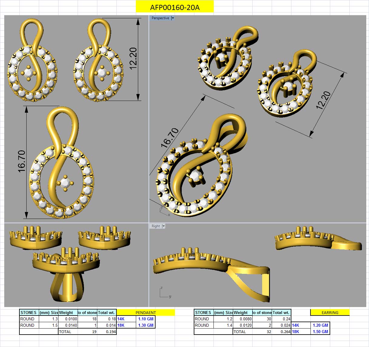 3D Jewelry Design Set Files STL 3DM AFP00160