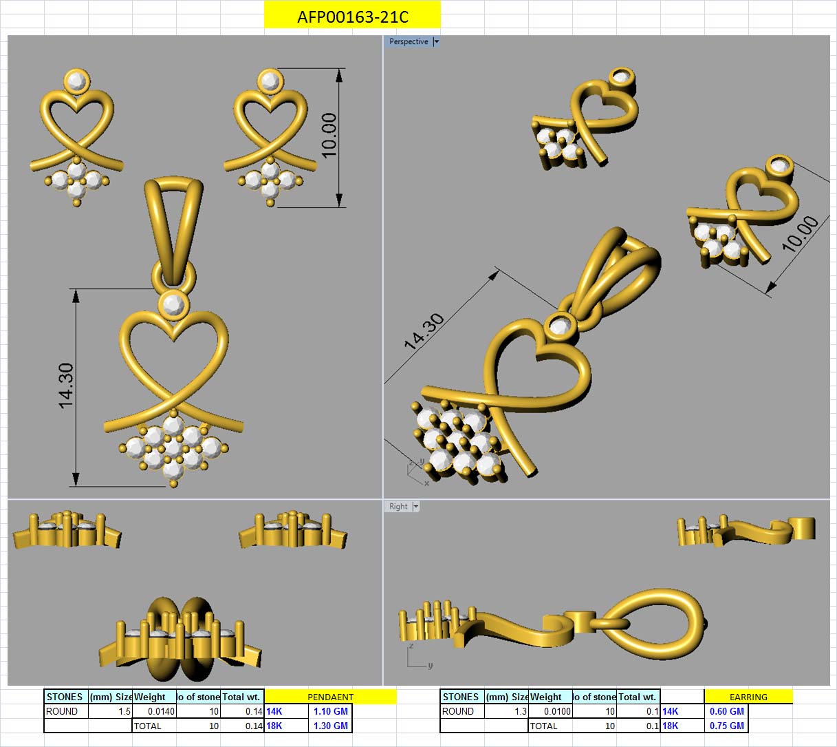 3D Jewelry Design Set Files STL 3DM AFP00163