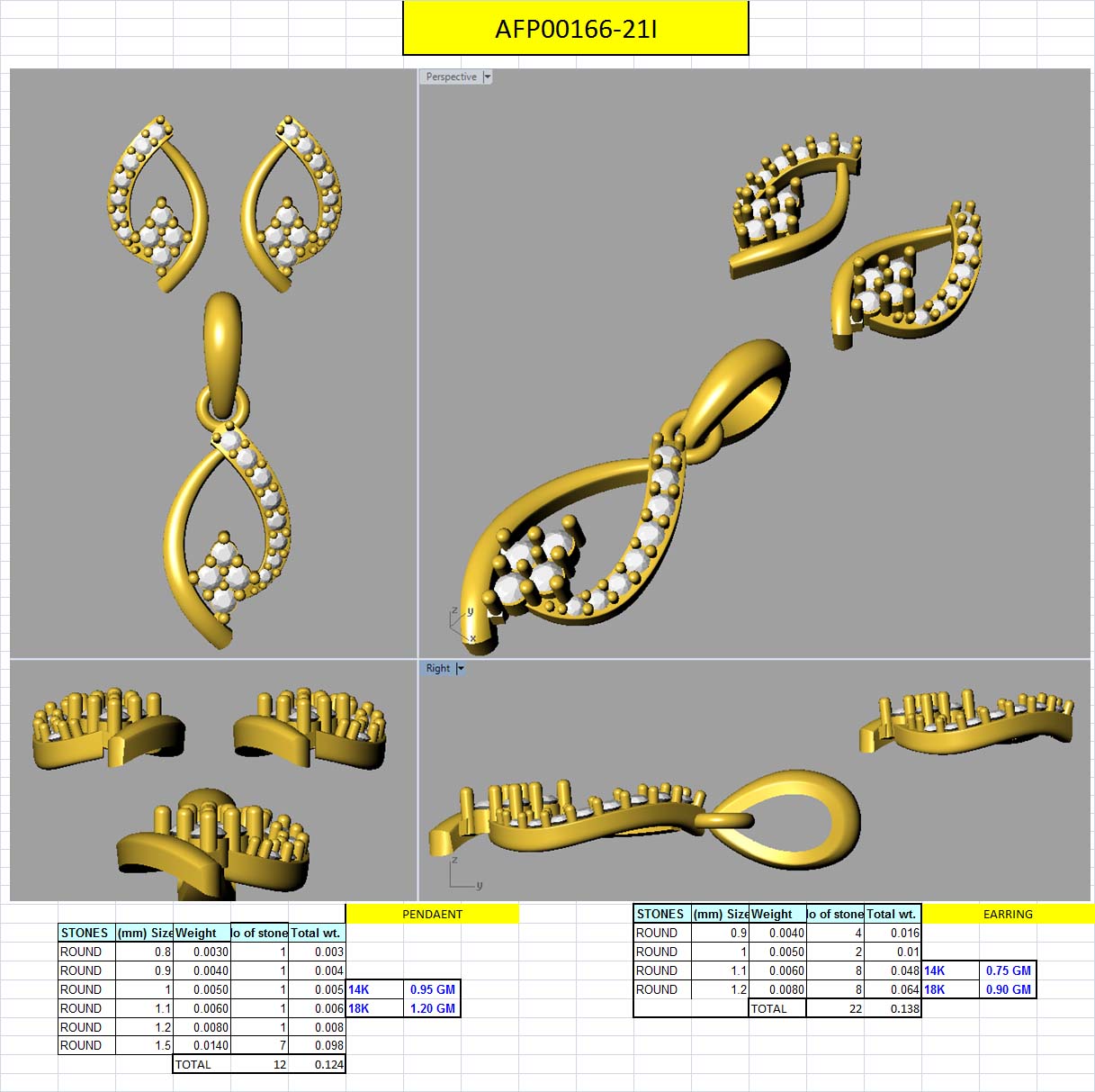 3D Jewelry Design Set Files STL 3DM AFP00166