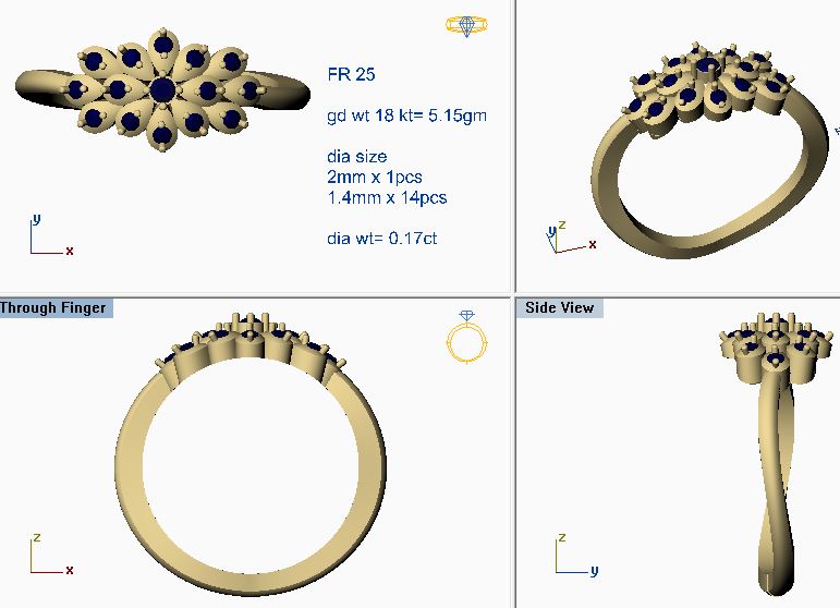 3D Jewelry Files Ring Model 3DM STL FR 25