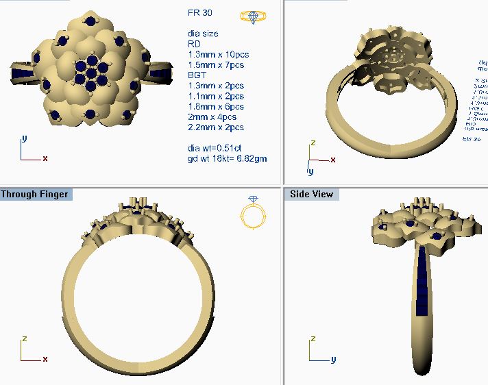 3D Jewelry Files Ring Model 3DM STL FR 30