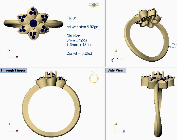 3D Jewelry Files Ring Model 3DM STL FR 31