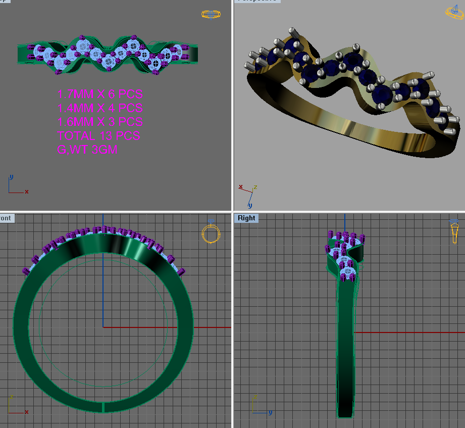 3D Jewelry Files Ring Model 3DM STL FR 7