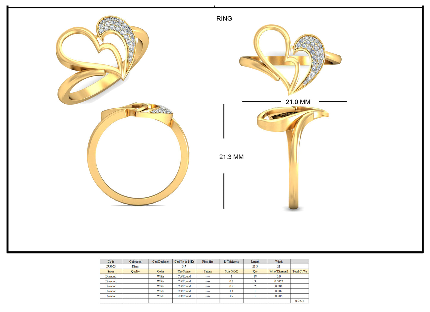 3D Jewelry Files Ring Model 3DM STL JRR3003