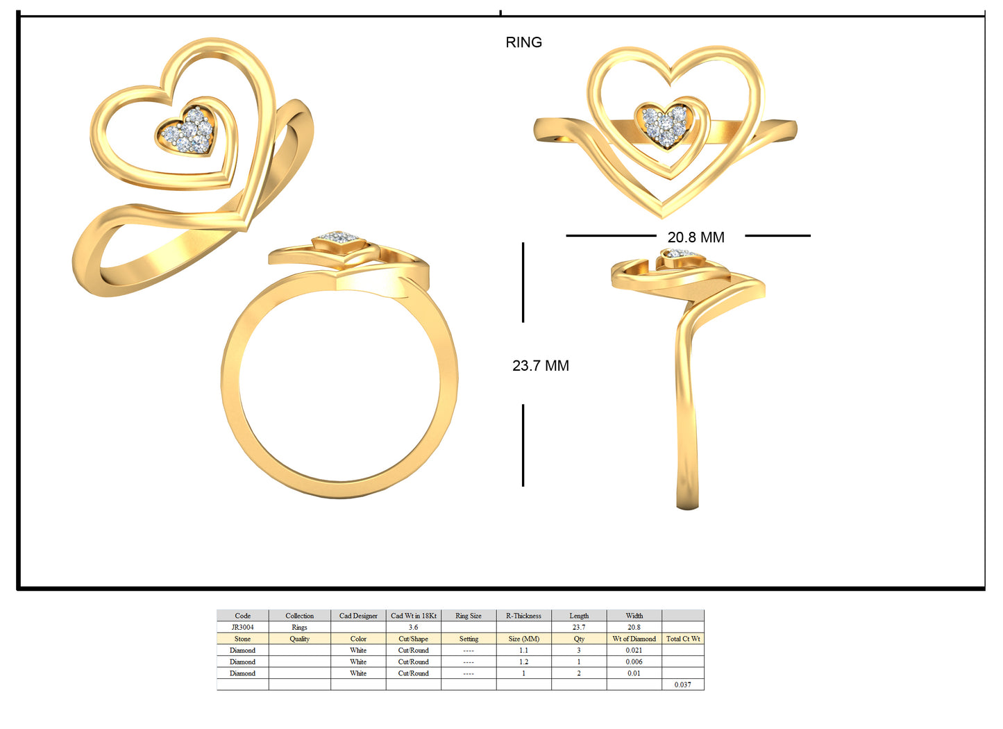 3D Jewelry Files Ring Model 3DM STL JRR3004