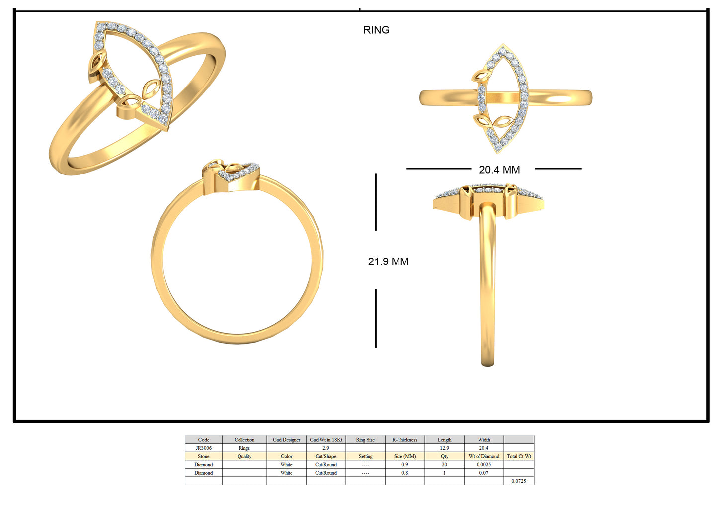 3D Jewelry Files Ring Model 3DM STL JRR3006