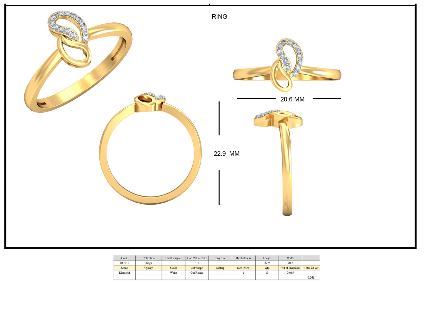 3D Jewelry Files Ring Model 3DM STL JRR3010