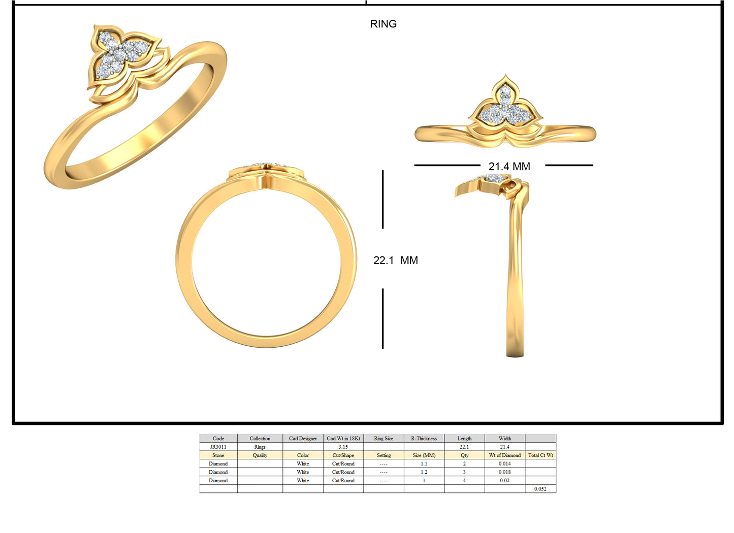 3D Jewelry Files Ring Model 3DM STL JRR3011