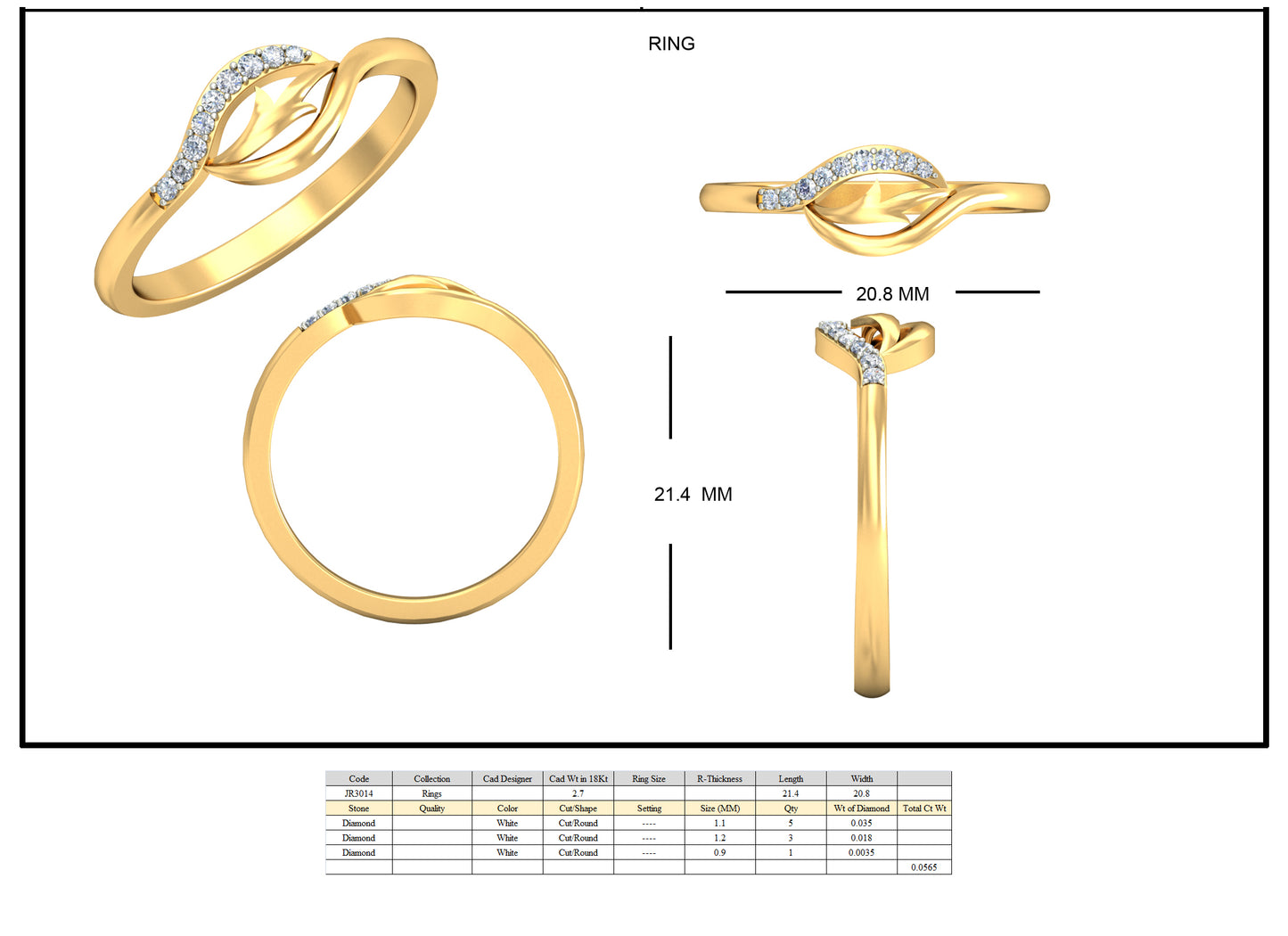 3D Jewelry Files Ring Model 3DM STL JRR3014