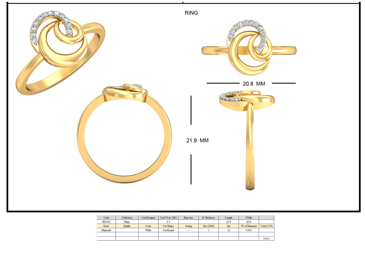 3D Jewelry Files Ring Model 3DM STL JRR3018