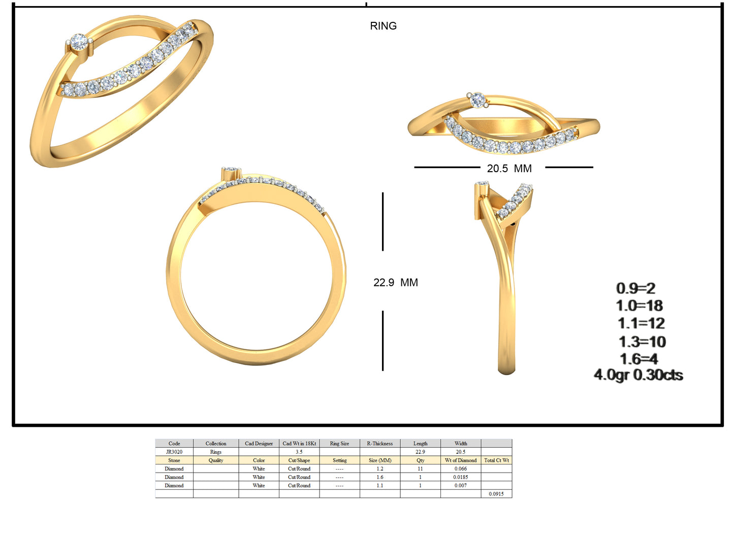 3D Jewelry Files Ring Model 3DM STL JRR3020