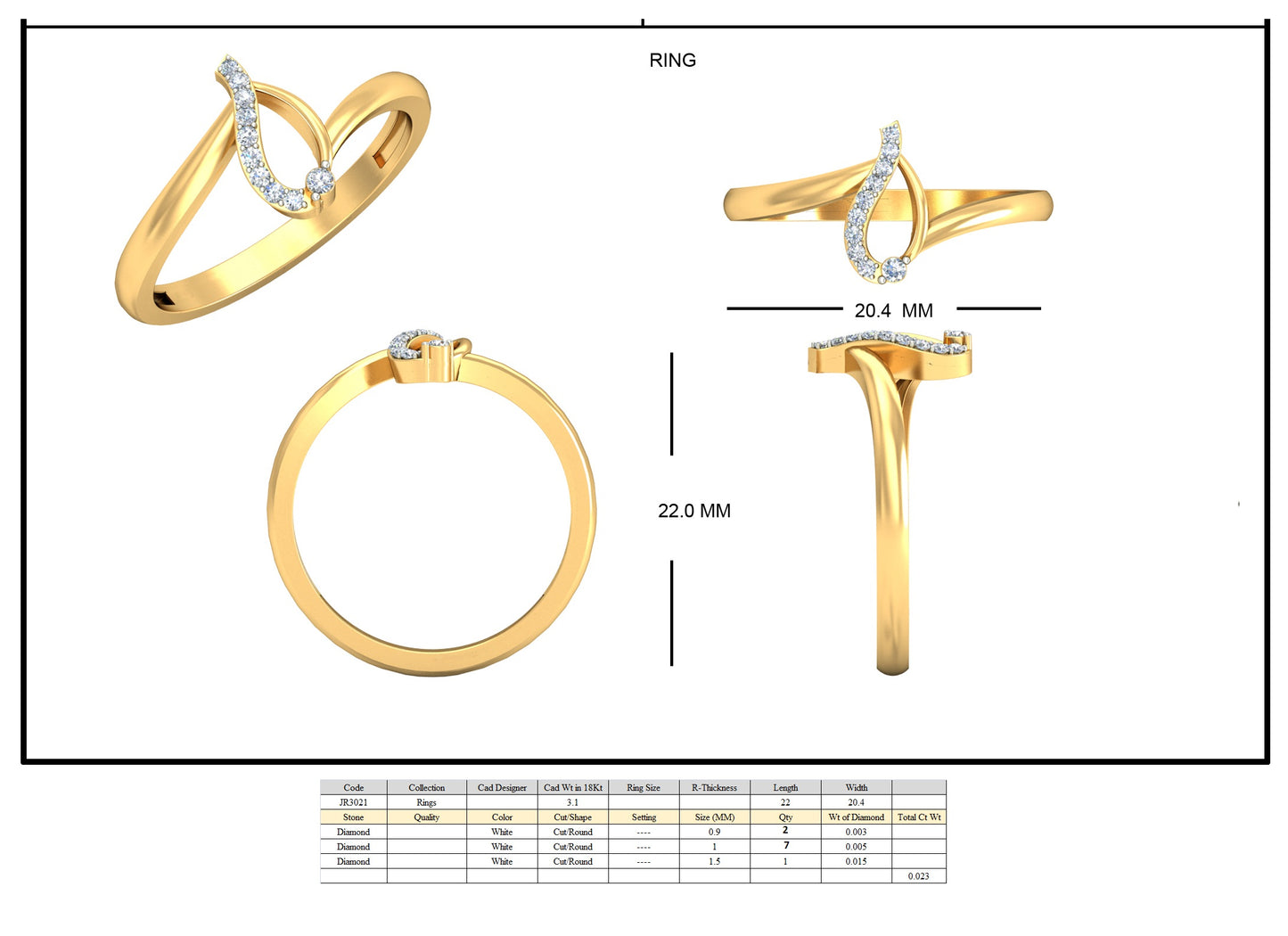 3D Jewelry Files Ring Model 3DM STL JRR3021