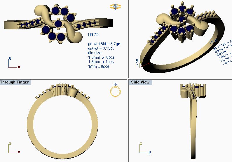 3D Jewelry Files Ring Model 3DM STL LR 22