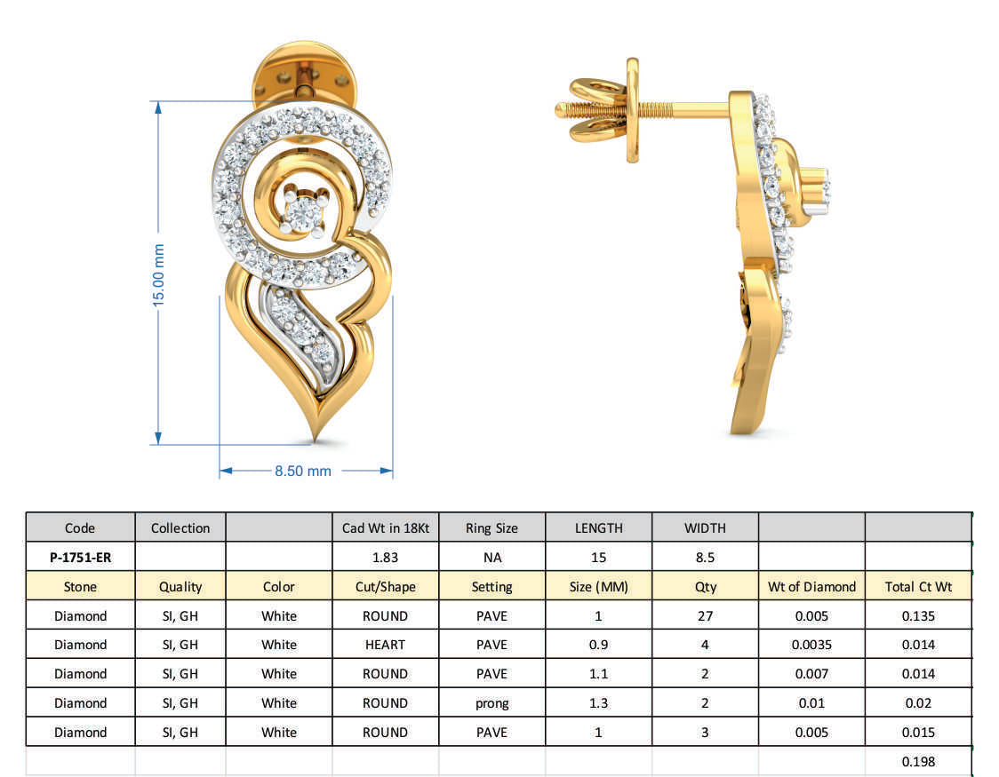 3D Jewelry Design Set Files STL 3DM P-1751 ER