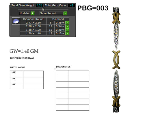 3D Jewelry Files Bracelet Model 3DM STL PBG-003 DIA