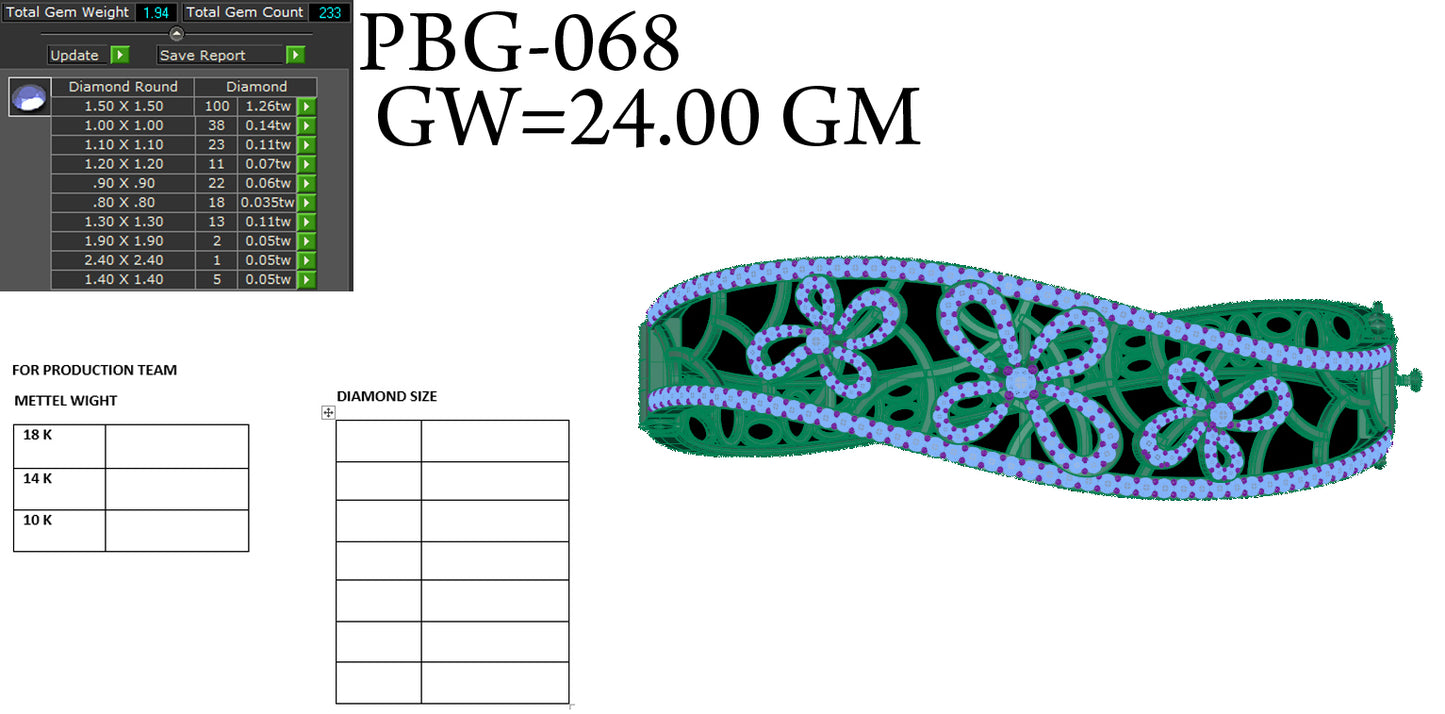 3D Jewelry Files Bracelet Model 3DM STL PBG-068 DIA