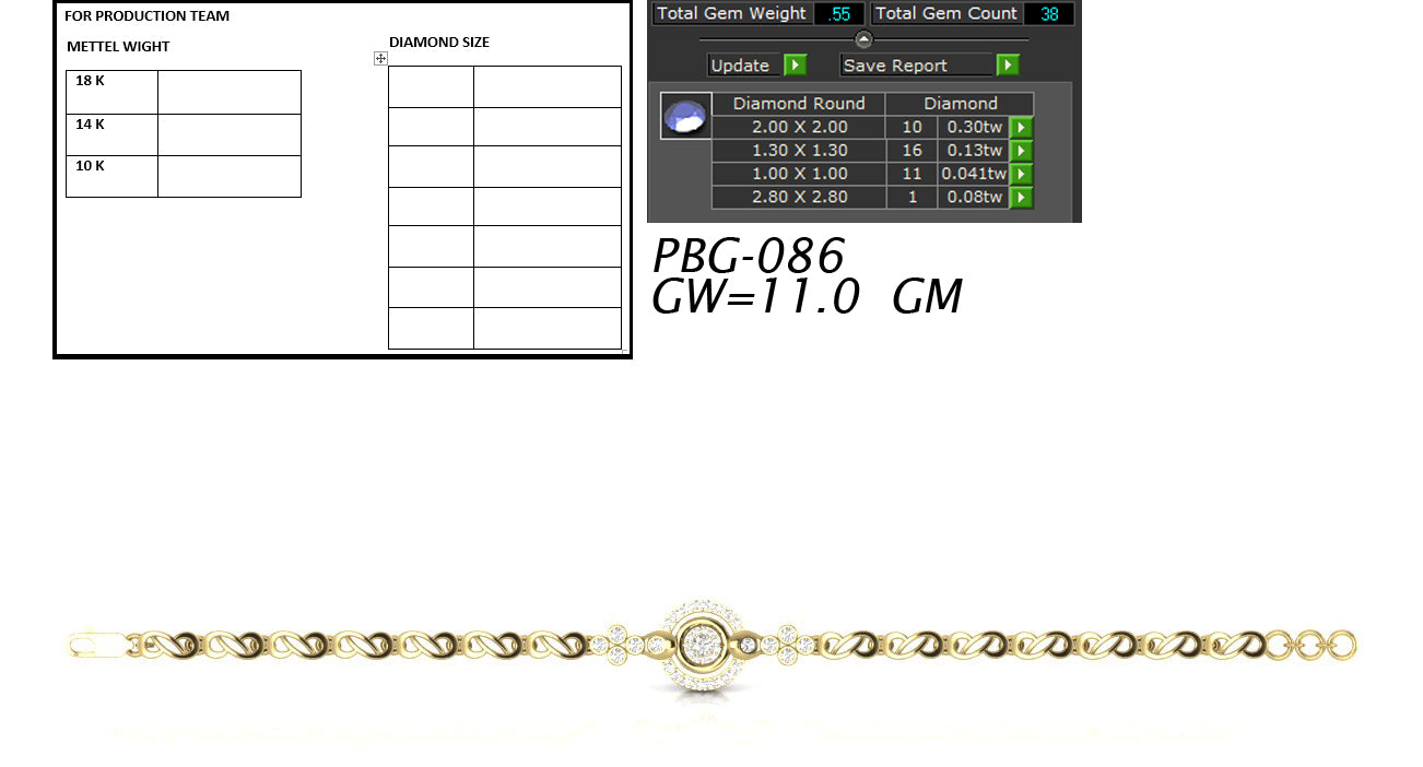 3D Jewelry Files Bracelet Model 3DM STL PBG-086 DIA