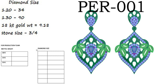 3D Jewelry Files Earring Model 3DM STL PER-001 DIA