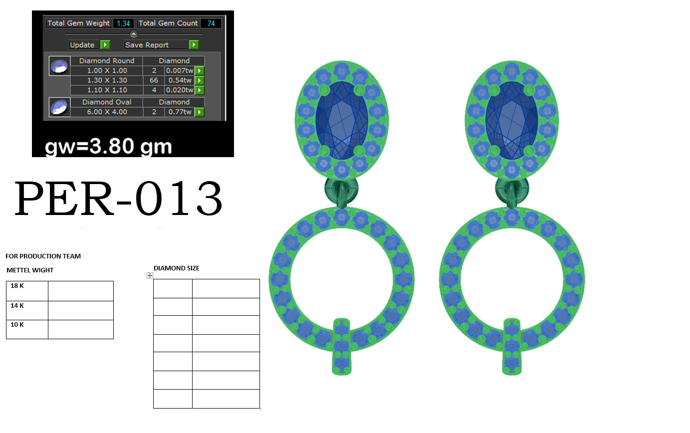 3D Jewelry Files Earring Model 3DM STL PER-013 DIA