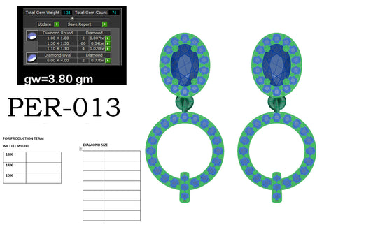 3D Jewelry Files Earring Model 3DM STL PER-013 DIA